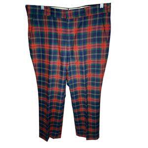 Vintage Lord & Taylor Wool Plaid Pants Size 38 Red Blue GreenTartan Style
